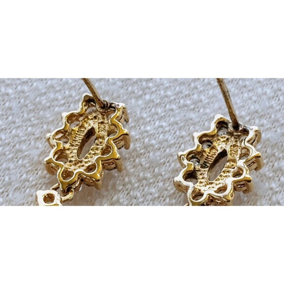 Prime Art & Jewel Designer Gold over Sterling Silver CZ Dangle Earrings 1.5 in - Picture 5 of 10
